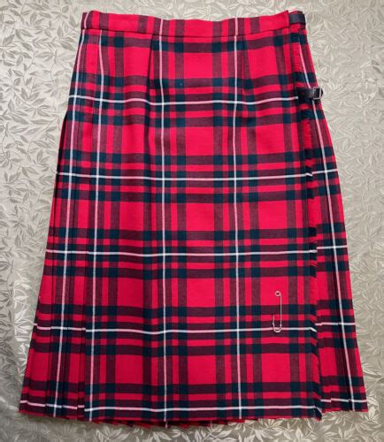 Vtg Strathmore Scottish Kilt 100 Wool Forfar Scotland Pleated Red