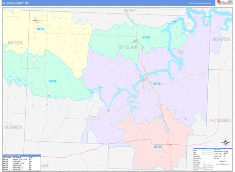 St Clair County Mo Wall Map Color Cast Style By Marketmaps