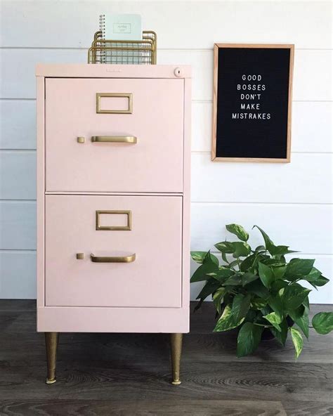 This filing cabinet went from drab to fab for sure! Pink filing cabinet DIY #Stairlang | Diy office, Painted ...