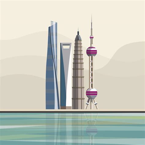 Illustration Of Shanghainese Landmark Skyscrapers Download Free