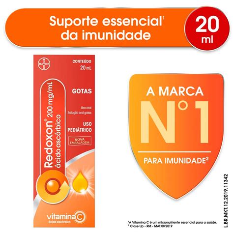 Vitamina C Redoxon 200mgml Gotas Com 20ml Droga Raia