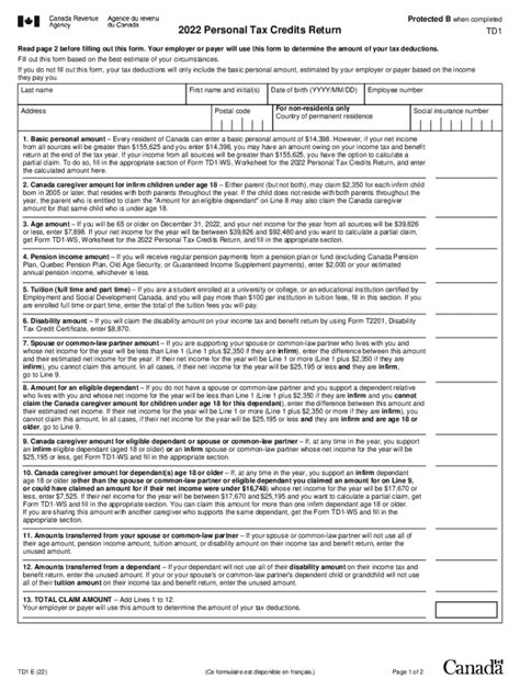 2023 Td1 Form Printable Forms Free Online