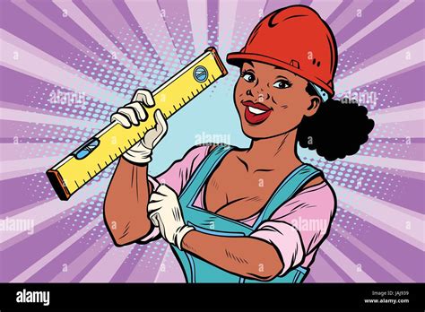 Construction Worker With Level Woman Professional Stock Vector Image And Art Alamy