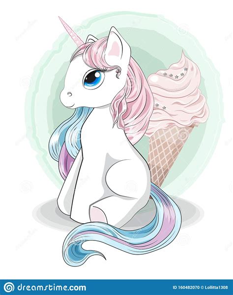 Unicorn And Ice Cream Stock Vector Illustration Of Adorable 160482070
