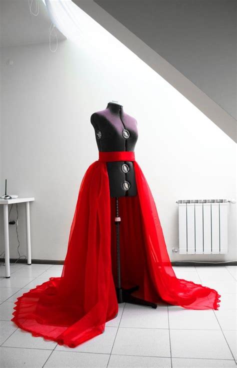 Ball Gown Overskirt Red Organza Skirt Removable Skirt Overlay Wedding