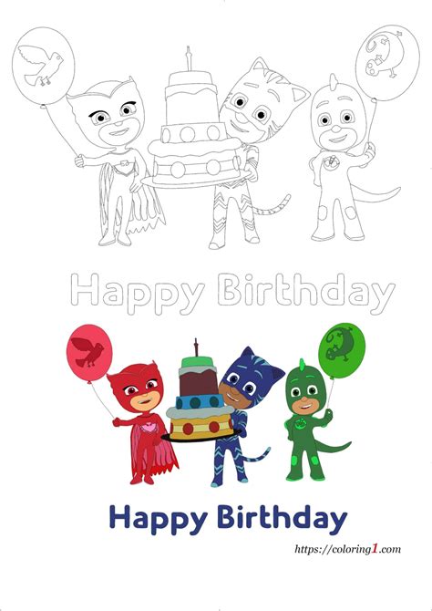 Pj Masks Coloring Happy Birthday