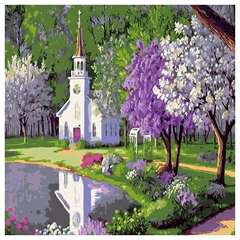 Buy Bright Spring Church Landscape Diy Acrylic Paint