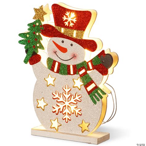National Tree Company Pre Lit 12 In Wooden Snowman Oriental Trading