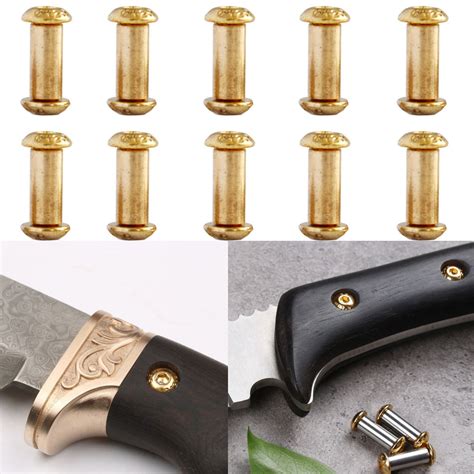 10 Brass Knife Handle Rivets Pins Knife Fasteting Screws Lock Bolts