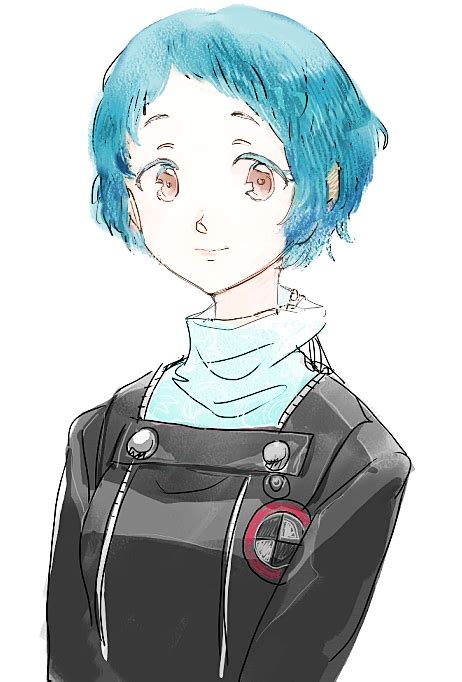 Sutei Giru Yamagishi Fuuka Persona Persona 3 1girl Aqua Hair Brown Eyes Female Focus