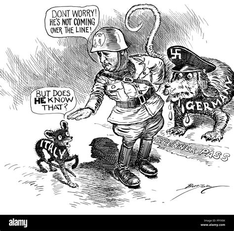 Mussolini Cartoon 1938 Ncartoon Illustrant Le Premier Ministre