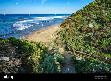 Hiking The Great Ocean Walk On Wreck Beach Victoria In Australia Stock