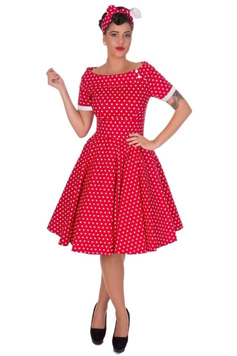 Retro Full Circle Red Polka Dot Off Shoulder Swing Dress
