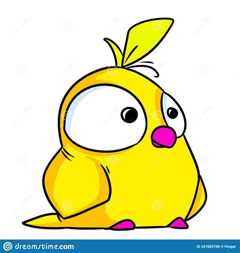 Yellow Bird Canary Big Eyes Illustration Cartoon Stock Illustration