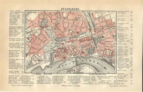 Antique Map Dusseldorf City Plan 1890 Old Antique Map 1543 Picclick