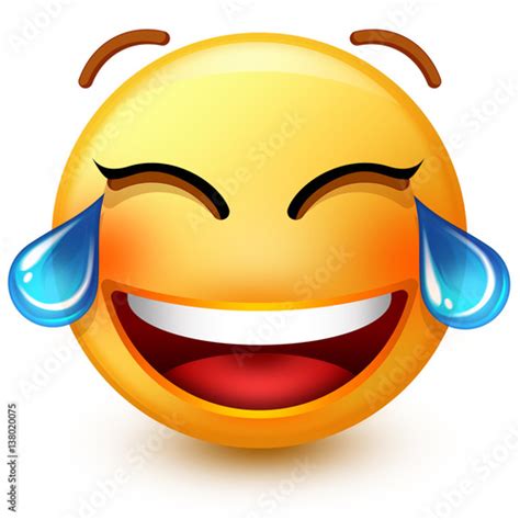 Cute Laughing Face Emoticon Or 3d Smiley Emoji Laughing So Much That