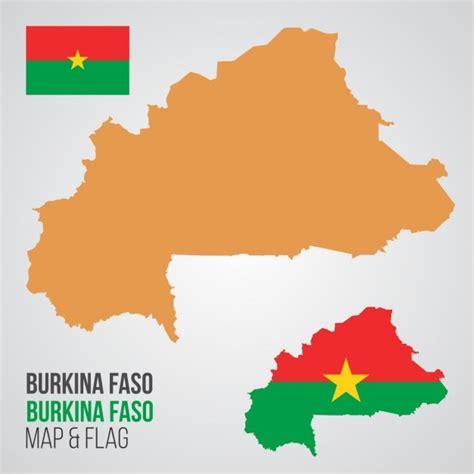 Burkina Faso Map And Flag Vector Free Download
