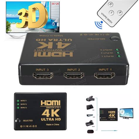 3 In 1 Out 3d 4k2k Hdmi 1080p Switch Selector Splitter For Hdtv Dvd Xbox 360 Ps3 Sale