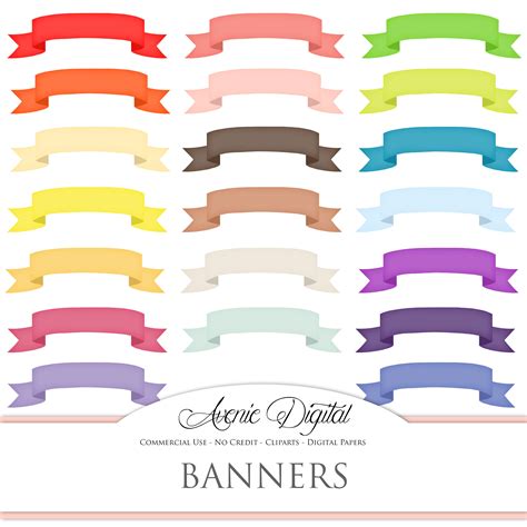 Colorful Ribbon Banner Clipart Illustrations Creative Market