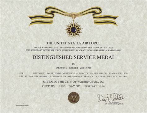 Air Force Dsm Medal Certificate