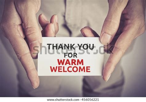 Thank You Warm Welcome Card Hold Stock Photo Edit Now 456056221