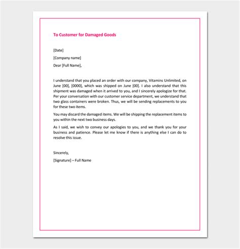 Sample Apology Letter To Customer