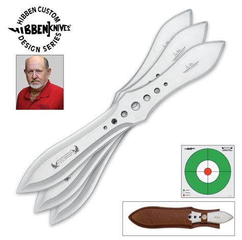 Gil Hibben Gh2033 Competition 12 Triple Thrower Set With Leather Sheath