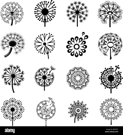 Logo With Dandelion Icons Set Simple Style Stock Vector Image And Art