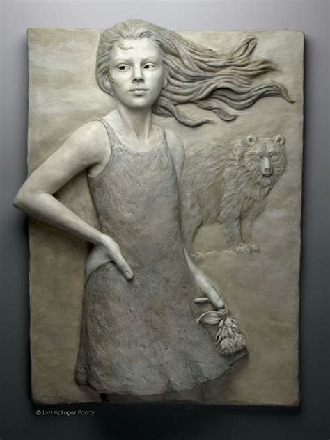 Relief is support or aid given to a nation or people in a time of need. Girl with bear and flower symbolism in bas relief wall ...