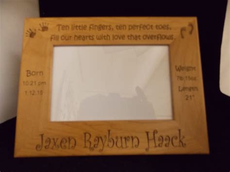 4x6 Laser Engraved Wood Photo Frame Personalized 2450 Baby Frame