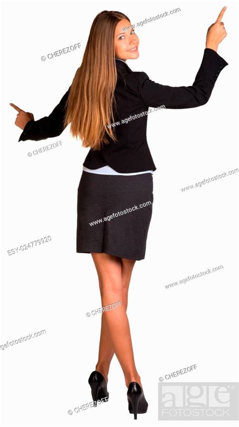 Businesswoman Pushing Fingers In Opposite Directions Isolated On White