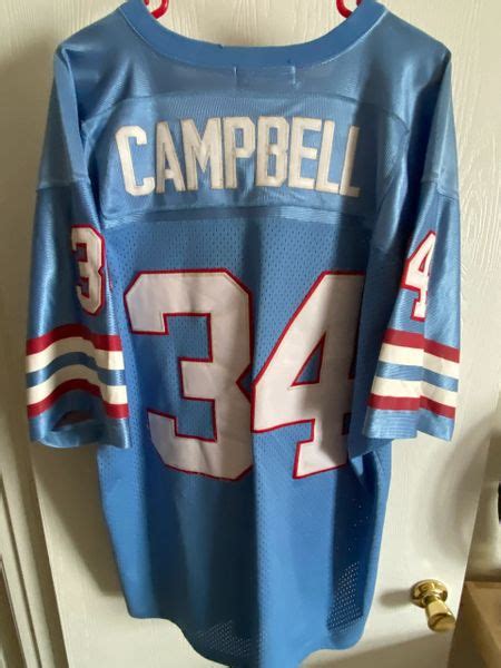 34 Earl Campbell Houston Oilers Nfl Rb Blue Mandn Throwback Jersey