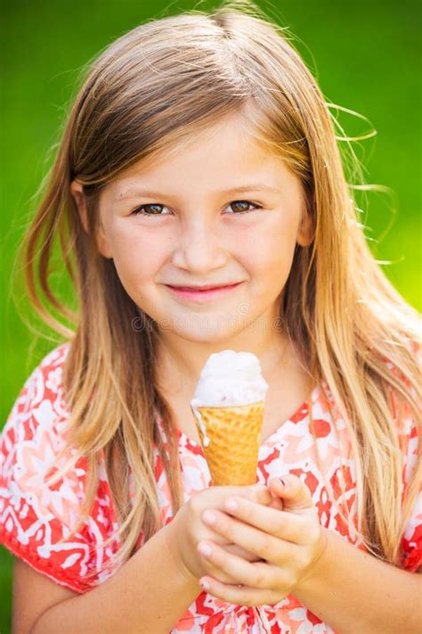 Cute Little Girl Eating Ice Cream Stock Image Image Of Delicious