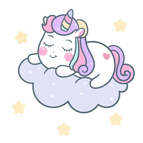 Premium Vector Cute Unicorn Pony Cartoon Sleep On Cloud