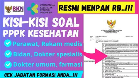 RESMI MENPAN RBKISI KISI SOAL PPPK KESEHATAN II PERAWAT REKAM MEDIS BIDAN DOKTER FARMASI