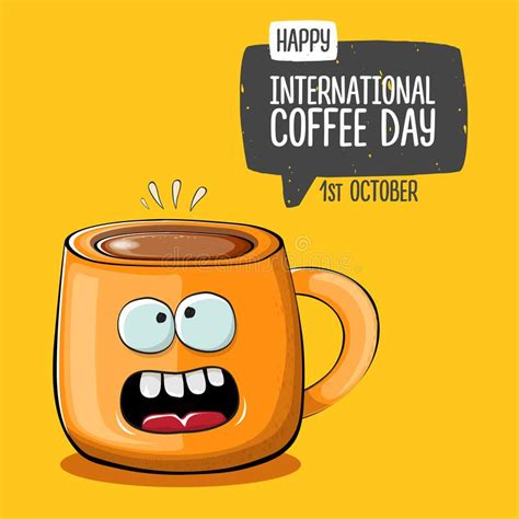 International Coffee Day Graphic Illustration With Cute Orange Coffee