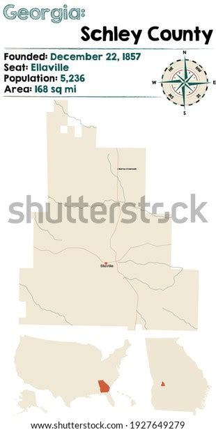 Large Detailed Map Schley County Georgia Stock Vector Royalty Free