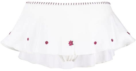 Frankies Bikinis White Izabella Floral Embroidery Skirt Bikini Bottoms