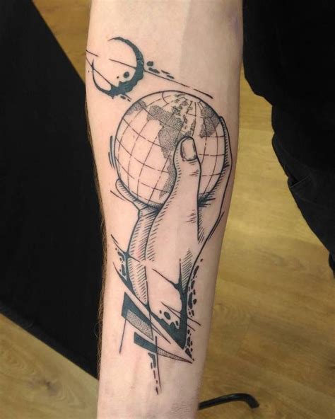 earth tattoo on forearm by graffunk83 globe tattoos 3d tattoos forearm tattoos tatoos erde