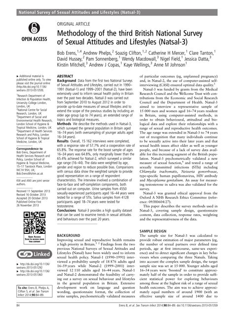 Pdf Methodology Of The Third British National Survey Of Sexual Attitudes And Lifestyles Natsal 3