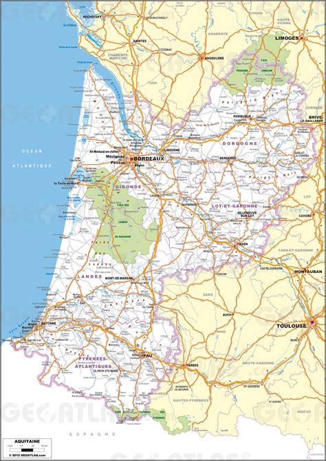La météo de vos départements. Carte de l'Aquitaine - Plusieurs cartes de la région ...
