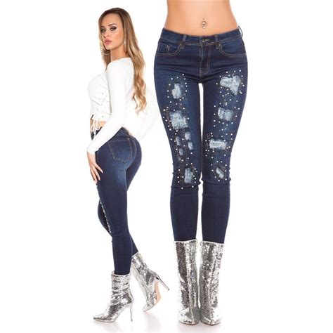 Damen Destroyed R Hrenjeans In Crashed Look Mit Strass