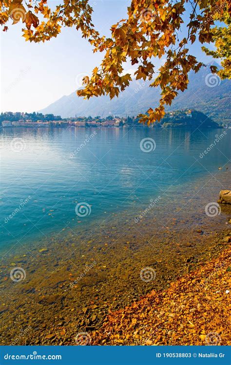 Autumn Landscape In Italy Como Lake In Fall Blue Waters And Bright