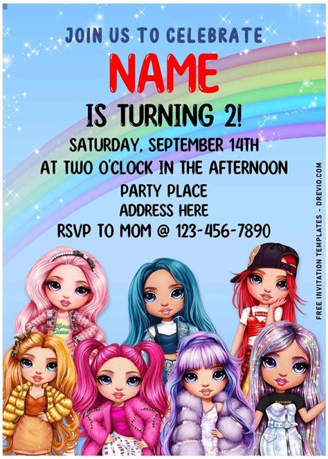 Free Editable Pdf Shimmering Pastel Rainbow High Birthday Invitation