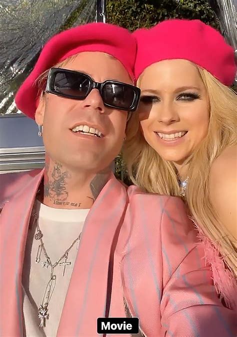 Avril Lavigne And Mod Sun Match In Berets At Engagement Party