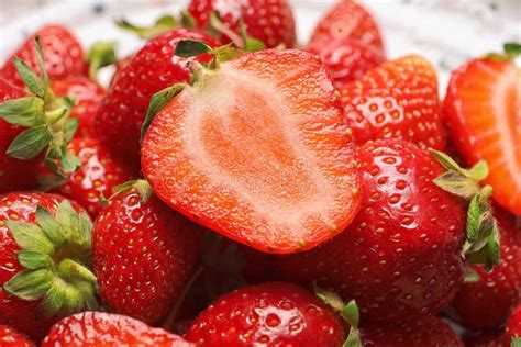 Ripe Red Strawberries Closeup View Stock Photo Image Of Nature
