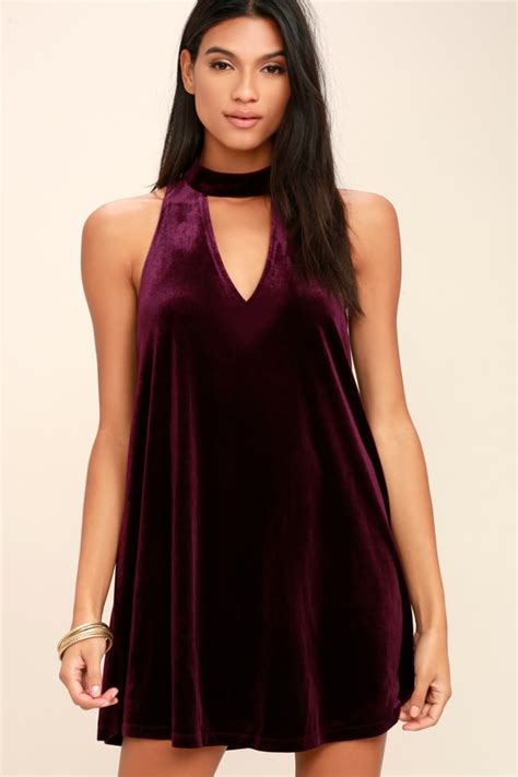 Lovely Plum Purple Dress Velvet Dress Swing Dress 4600 Lulus