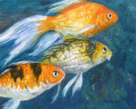 Daily Painting Projects Goldfish Oil Painting Fish Art Portrait Sea