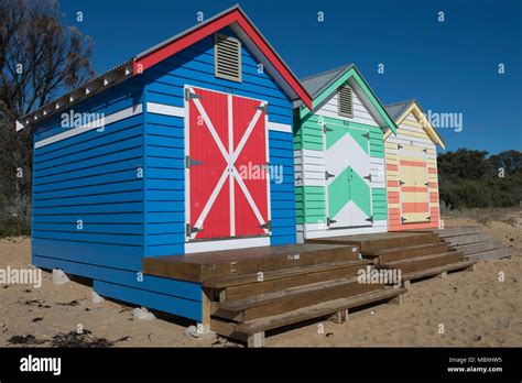 Brighton Beach Huts Melbourne Victoria Australia Stock Photo Alamy