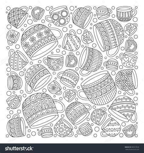 Background for coloring book pages for adults and kids. Coffee and tea cups coloring page | Libro de colores, Arte ...